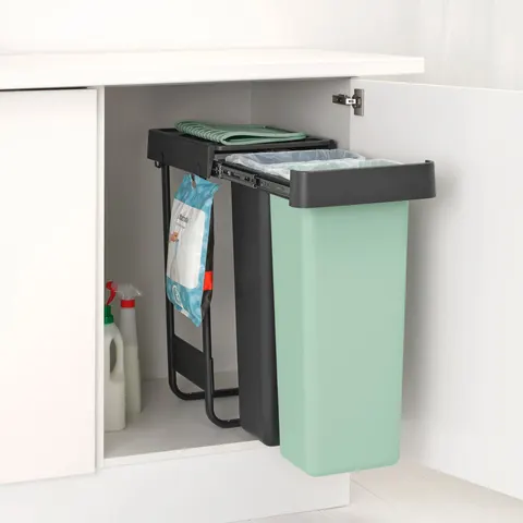 Brabantia Sort&Go Einbaumülleimer, 2 x 30 l - Dark Grey Recycling-Behälter – Bild 1