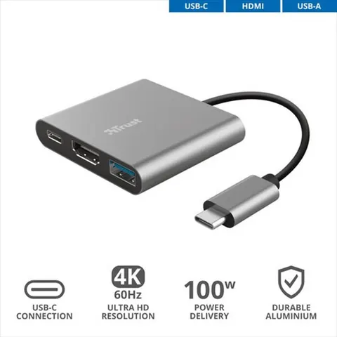 Trust DALYX 3-IN-1 USB-C Adapter – Silber – Bild 1