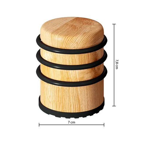 5Five Ronde deurstopper - houtlook - 7 x 8 cm - van metaal - Deurstop - Buffer – afbeelding 1