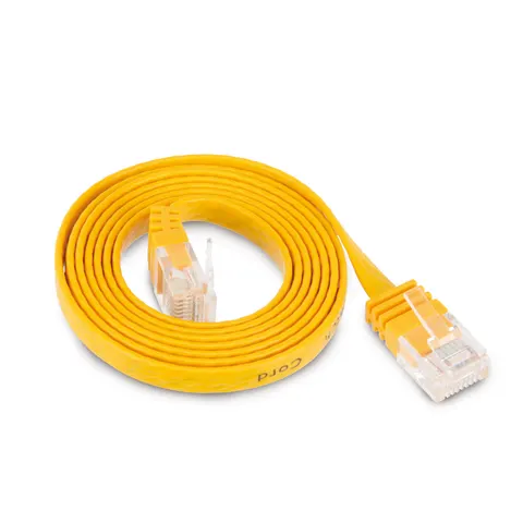 Patchkabel-Flachkabel U/UTP cat. 6 slim gelb 2m – afbeelding 1
