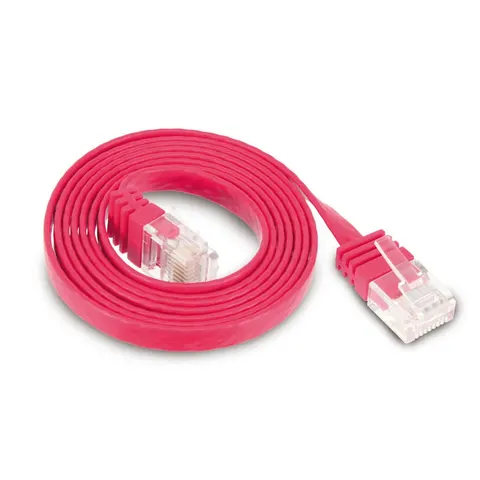Patchkabel-Flachkabel U/UTP cat. 6 slim rot 1m – afbeelding 1