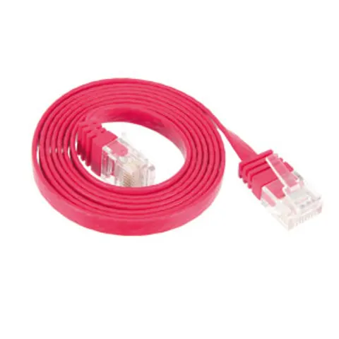 Patchkabel-Flachkabel U/UTP cat. 6 slim rot 10m – afbeelding 1