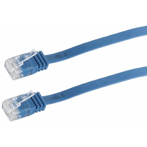 Patchkabel-Flachkabel U/UTP cat. 6 slim blau 2m – afbeelding 1