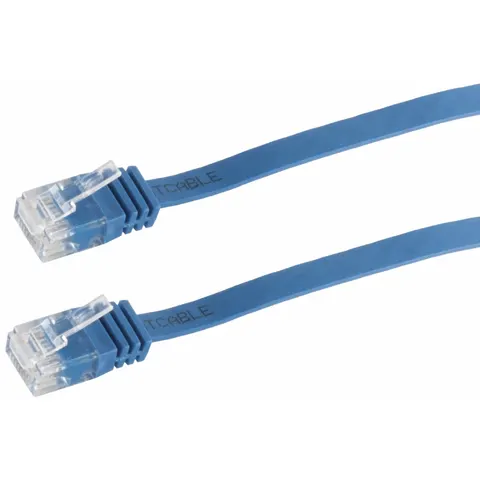 Patchkabel-Flachkabel U/UTP cat. 6 slim blau 10m – afbeelding 1