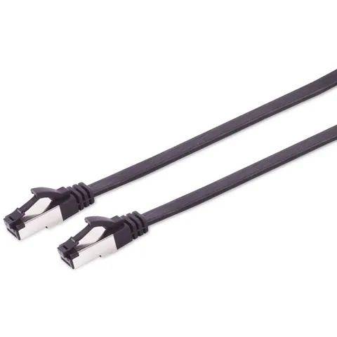 Patchkabel CAT 8.1 U/FTP PIMF, flach TPE schwarz 1,0m – afbeelding 1