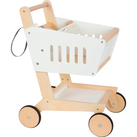 Small Foot - Houten Supermarkt Winkelwagen Wit – afbeelding 1