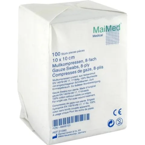 Mullkompressen 10x10 cm unsteril 8fach – Bild 1