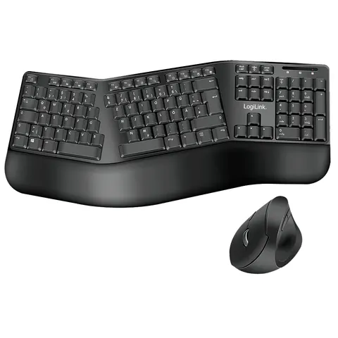 LOGILINK ID0211 - Keyboard/mouse combination, wireless, ergonomic, black, DE – image 1