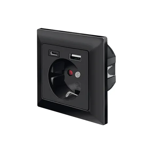 LOGILINK Unterputz-Steckdose PA0262B USB-A USB-C – Bild 1