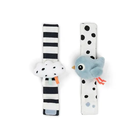 Done by Deer Wrist Rattle Set - 2 Pack - Blue - Happy Clouds – image 1