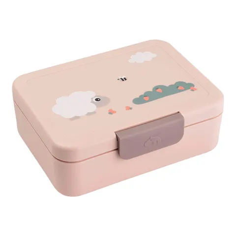 Done By Deer Lunch Box W/Divider Tiny Farm Powder – afbeelding 1