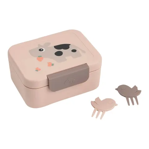 Done by Deer Tiny Lunch Box With Snack Picks - Tiny Farm Powder – Pink – image 1