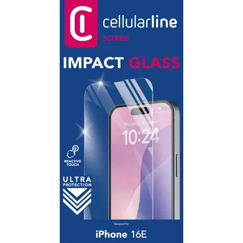 Cellularline Screenprotector 9H Gehard Glas - Geschikt voor iPhone 16 E - Edge-to-Edge - Transparant – afbeelding 1