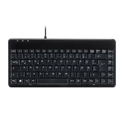 Perixx PERIBOARD-409 P, DE, Mini PS/2-Tastatur, schwarz – Bild 1