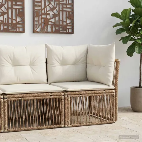vidaXL Unité Canapé d'angle Beige polyrotin – image 1