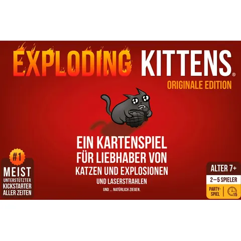 Spiel ASMODEE "Exploding Kitten", rot (bunt), Spiele, Kinder, Spiel – Bild 1