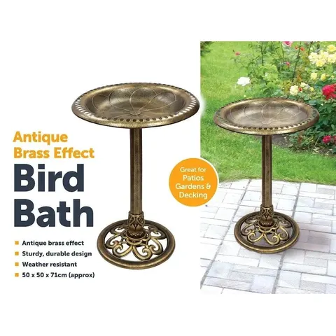 Bird Bath Antique Brass Effect Garden Decoration – image 1