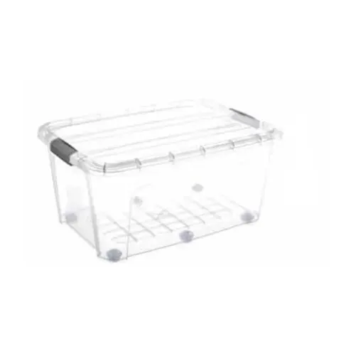 Clear Plastic Storage Bo x With 6 Wheels 75 Litre – image 1