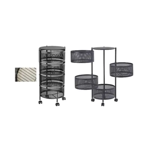 Metal Mesh 4 Tier Multipurpose Organiser Rack With Wheels Black – image 1