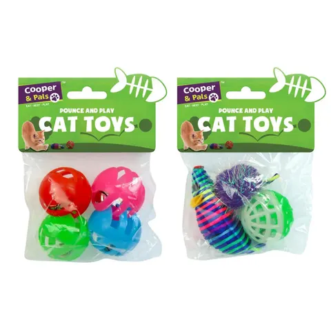 Pet Cat Toy Pack 3 4 Pieces Assorted Designs – image 1