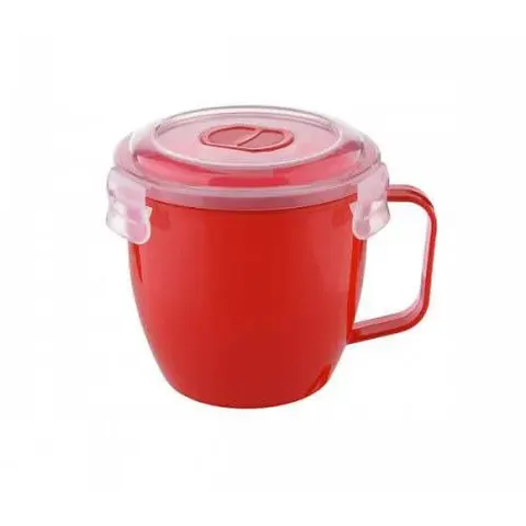 Plastic Microwaveable Soup Cup With Protective Lid 620Ml Assorted Colours – image 1