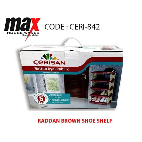 Raddan Shoe Shelf Brown 5 Layers Cloakroom – image 1