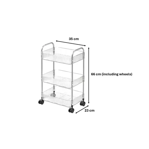 Transparent Plastic 3 Tier Storage Rack Trolley With Wheels – image 1