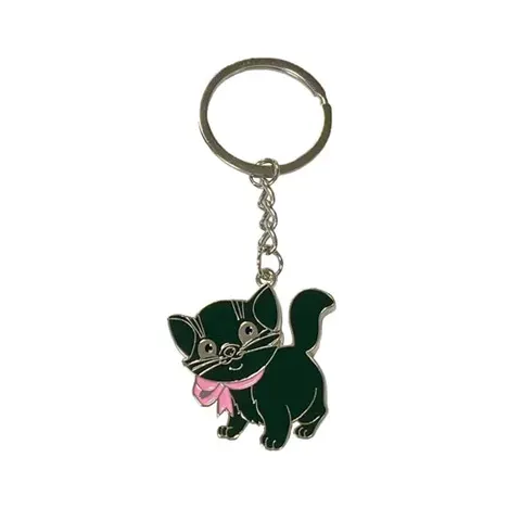 Metal Cat With Ribbon Keychain Keyring Assorted Colours – image 1