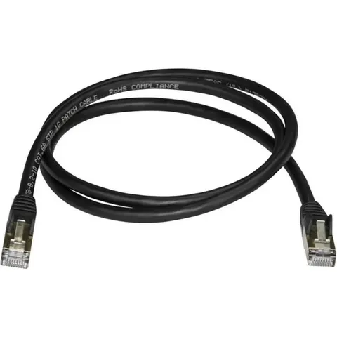 StarTech.com 1m CAT6A Ethernet Cable, 10 Gigabit Shielded Snagless RJ45 100W PoE Patch Cord, CAT 6A 10GbE STP Network Cable w/Strain Relief, Black, Fluke Tested – Bild 1