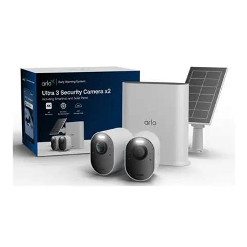 Arlo Ultra 3 4K HDR Security Camera 2 Pack with Smarthub & Solar Panel – image 1