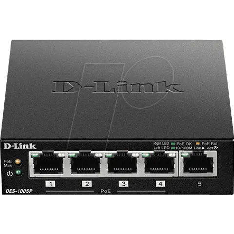 D-LINK DES-1005P - Switch, 5 puertos, Fast Ethernet, PoE – imagen 1