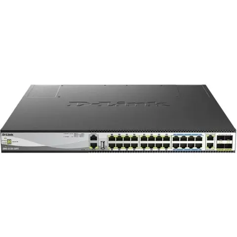 D-Link DMS-3130-30PS/E, 30-Port Layer 3 PoE Multi-Gigabit Stack Switch – Bild 1