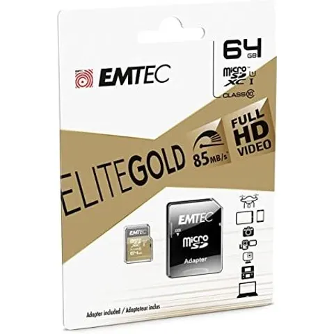 Emtec mSD 64GB UHS-I U1 EliteGold + Adapter – Bild 1