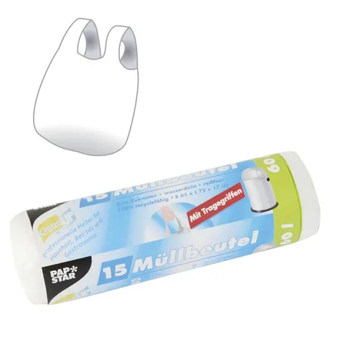 STARPAK Mülleimerbeutel HDPE, 60 Liter, transparent – Bild 1