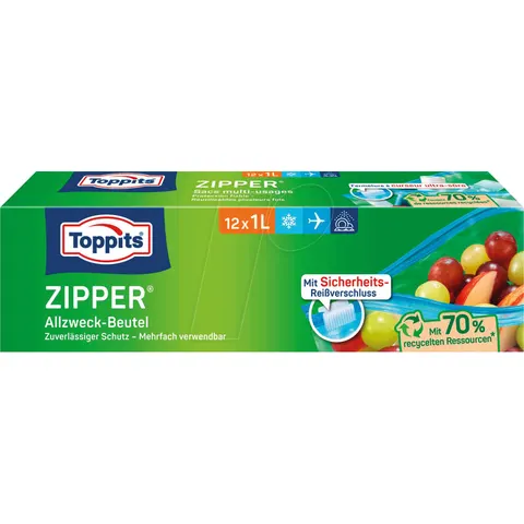 Toppits Gefrierbeutel ZIPPER 1,0 l – Bild 1