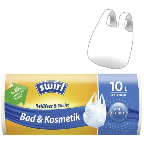 swirl Mülleimerbeutel, mit Tragegriff, transparent, 10 Liter – Bild 1