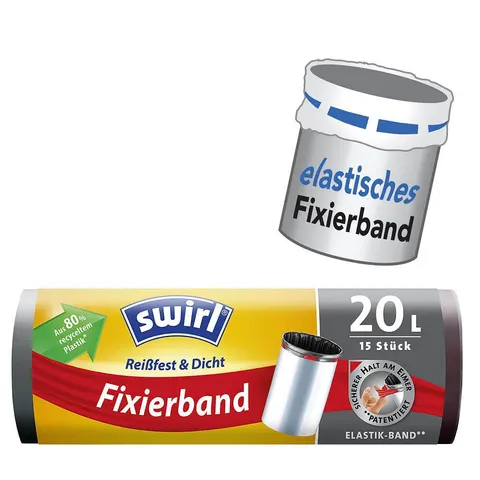 swirl Mülleimerbeutel, mit Fixierband, schwarz, 20 Liter – Bild 1