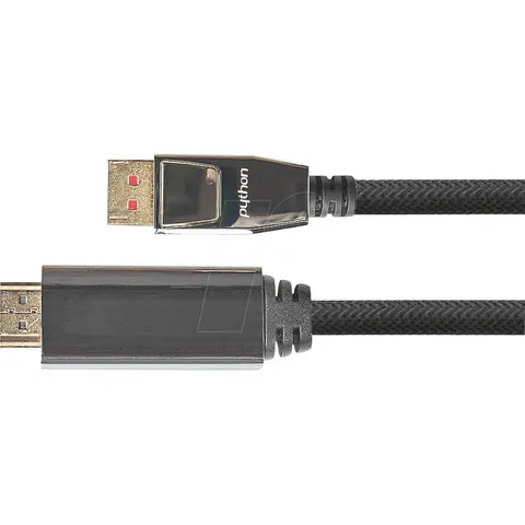 Python DisplayPort 1.4 an HDMI 2.0 Kabel Nylong. schwarz 2m – Bild 1