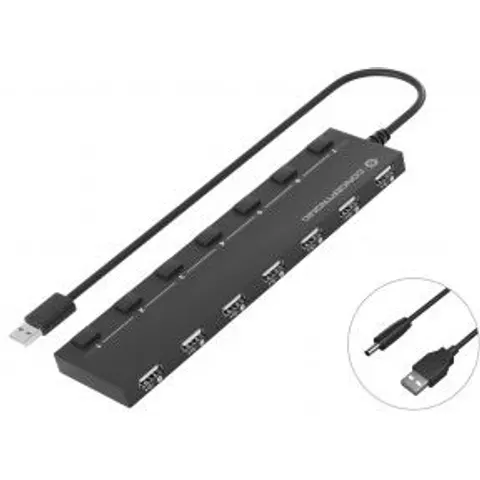 Conceptronic HUBBIES08B hub de interfaz USB 2.0 480 Mbit/s Negro – imagen 1