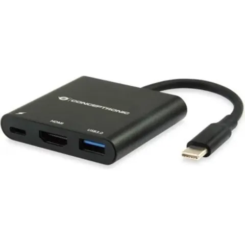 CONCEPTRONIC 3-1 Dock USB-C->HDMI/USB-A/100WPD 25cm sw – Bild 1