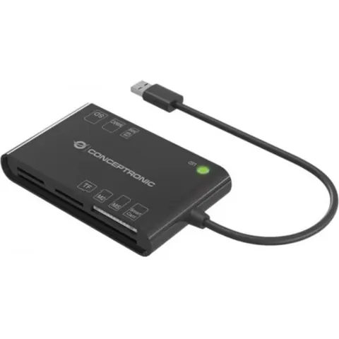 CONCEPTRONIC Kartenleser USB-A/-C3.2->7-in-1 schwarz – Bild 1