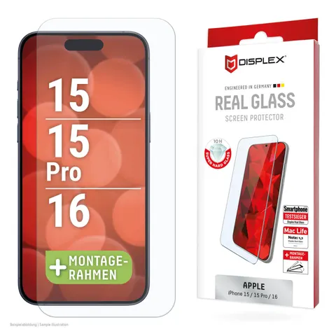 DISPLEX Real Glass iPhone 15/15 Pro/16 – Transparent – Bild 1