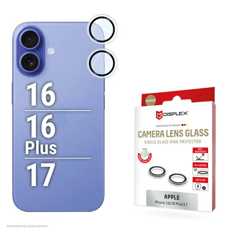 DISPLEX CamGlass Single Lens iPhone 16/16 Plus/17 – Transparent – Bild 1