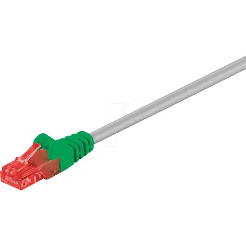 Goobay CAT 6 Crossover Patch Cable, U/UTP, grey, green 2 m – afbeelding 1