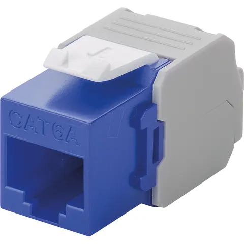 Goobay Keystone-module RJ45 CAT 6a blauw UTP 16,5 mm, met krokodillenklemmen voor montage zonder gereedschap – afbeelding 1