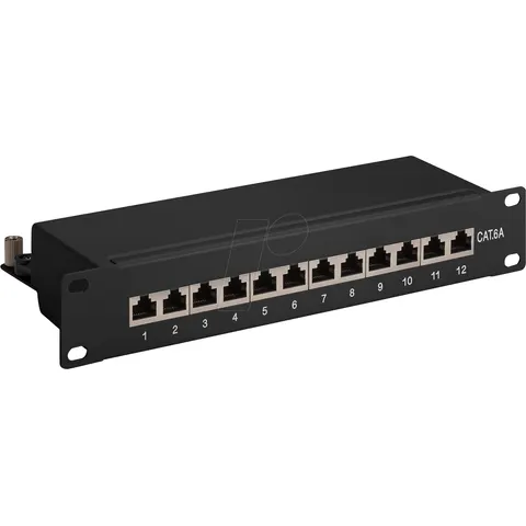 "GOOBAY 93796 - patch panel, 10"", 12-port, Cat.6a, 1 U" – image 1