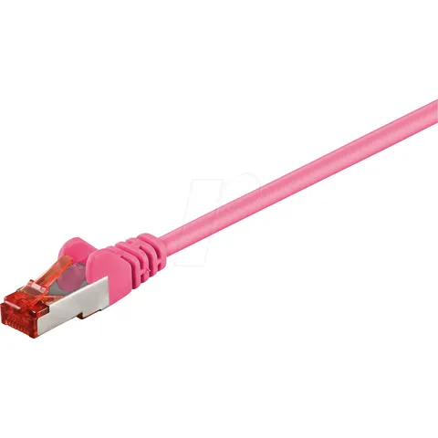 Goobay 5m CAT 6 Patchkabel, S/FTP (PiMF), Magenta – Rosa – Bild 1