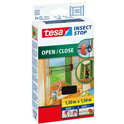 Fliegengitter-Gewebe TESA "Insect Stop Open/Close anthrazit", grau (gewebe: grau), B:130cm H:150cm, Insektenschutzgitter, Fliegengitter-Gewebe: grau B/H: 130cm – Bild 1