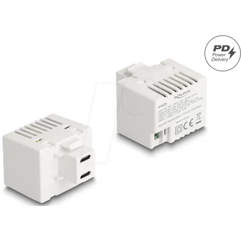 DELOCK 41479 - Keystone charging module, 2x USB Type-C™, PD 20 W, white – image 1