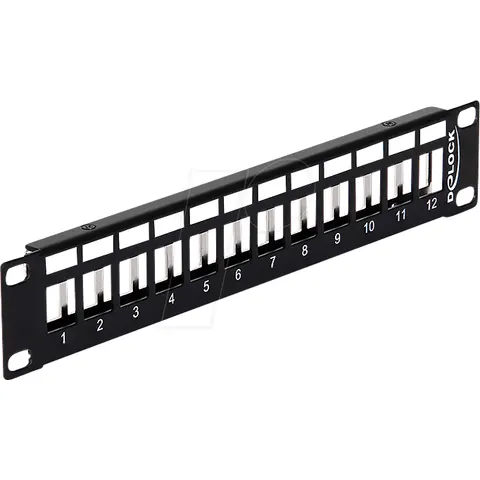 "DELOCK 43326 - 10"" Keystone Patch Panel 12 Port metal black" – image 1